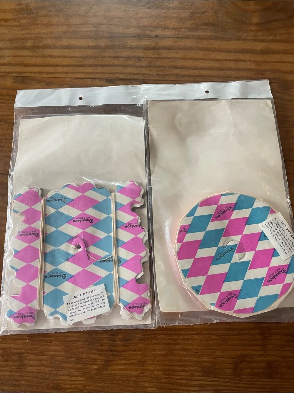Retro Tissue Garlands by Dennison - Multicolor Vintage Party Decor Set of 2 NIP
